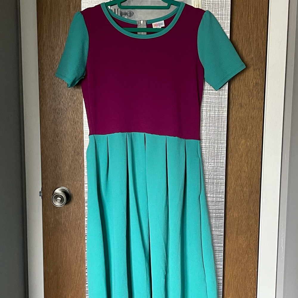 Teal And Raspberry Lularoe Knee length dress